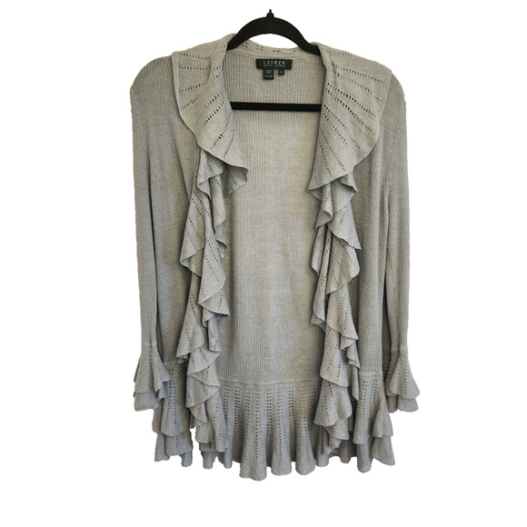 Lauren Ralph Lauren Sweaters - Lauren Ralph Lauren Womens 100% Linen Cardigan Sweater Light Blue Extra Large